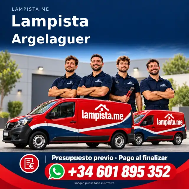Imagen publicitaria ilustrativa: fontanería y electricidad en Argelaguer. Lampista.me, +34 601 895 352