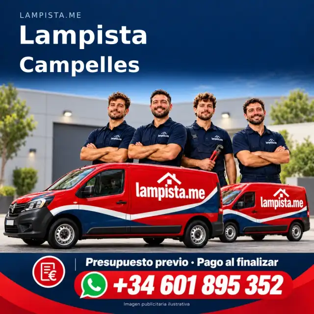 Imagen publicitaria ilustrativa: fontanería y electricidad en Campelles. Lampista.me, +34 601 895 352