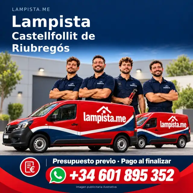 Imagen publicitaria ilustrativa: fontanería y electricidad en Castellfollit de Riubregós. Lampista.me, +34 601 895 352