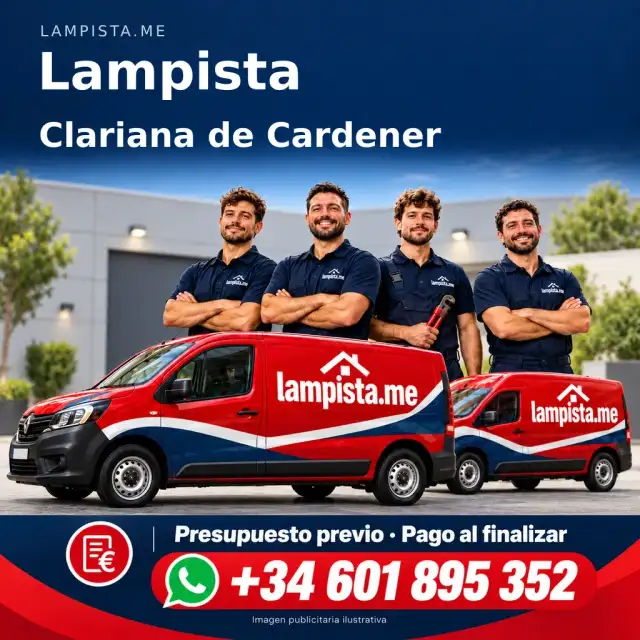 Imagen publicitaria ilustrativa: fontanería y electricidad en Clariana de Cardener. Lampista.me, +34 601 895 352