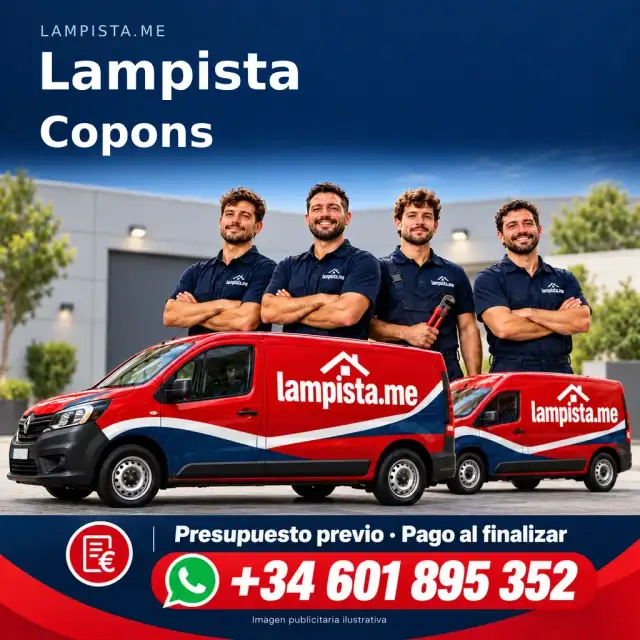 Imagen publicitaria ilustrativa: fontanería y electricidad en Copons. Lampista.me, +34 601 895 352