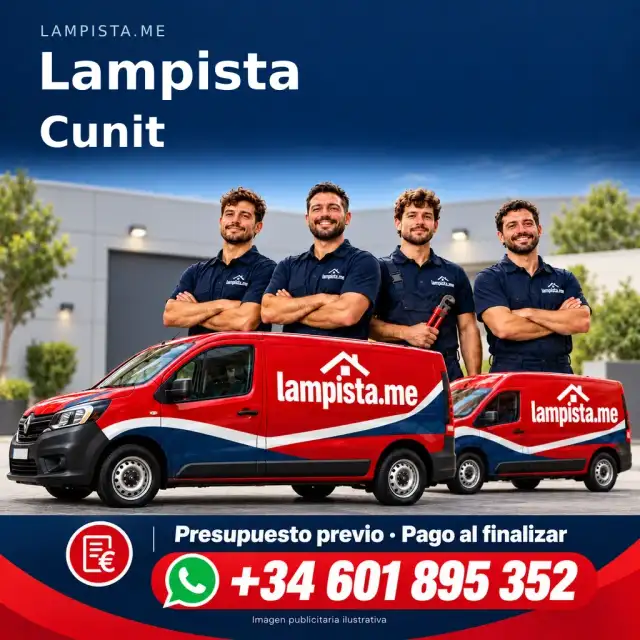 Imagen publicitaria ilustrativa: fontanería y electricidad en Cunit. Lampista.me, +34 601 895 352