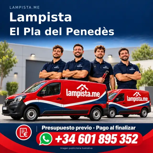 Imagen publicitaria ilustrativa: fontanería y electricidad en El Pla del Penedès. Lampista.me, +34 601 895 352