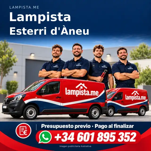 Imagen publicitaria ilustrativa: fontanería y electricidad en Esterri d'Àneu. Lampista.me, +34 601 895 352