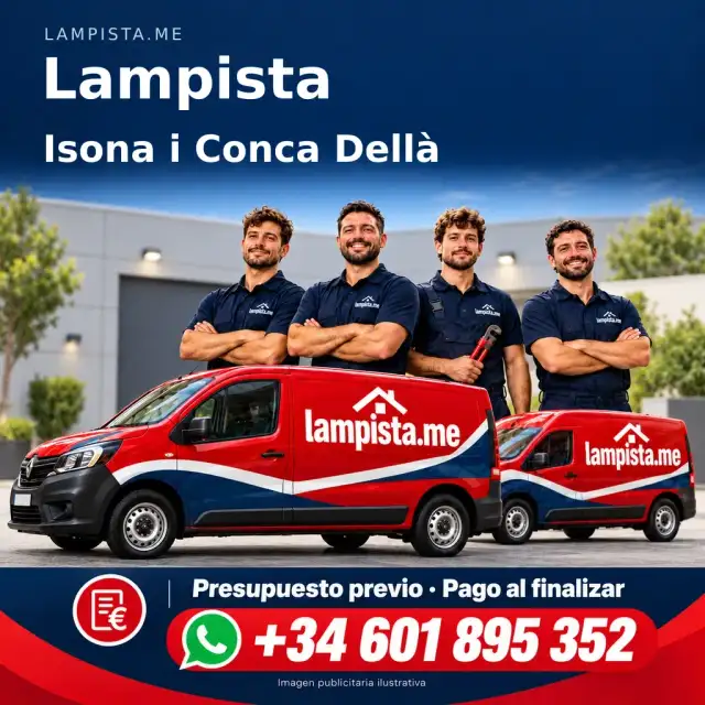 Imagen publicitaria ilustrativa: fontanería y electricidad en Isona i Conca Dellà. Lampista.me, +34 601 895 352