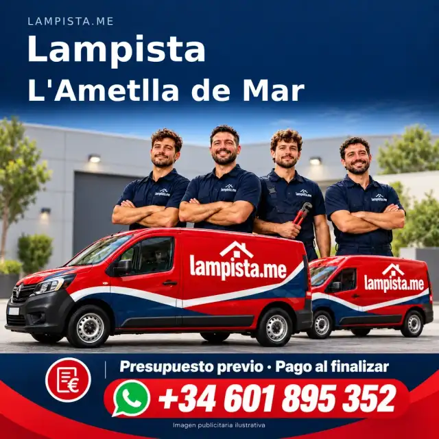 Imagen publicitaria ilustrativa: fontanería y electricidad en L'Ametlla de Mar. Lampista.me, +34 601 895 352