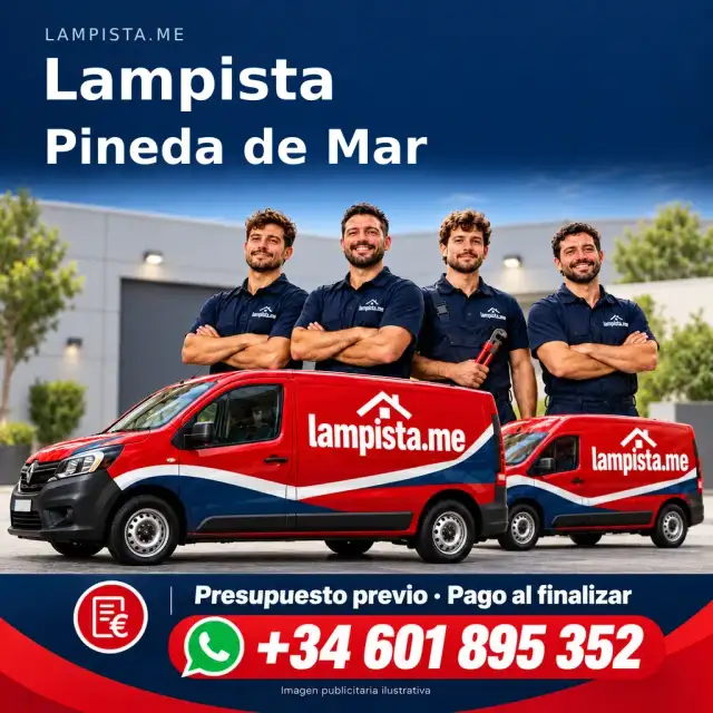 Imagen publicitaria ilustrativa: fontanería y electricidad en Pineda de Mar. Lampista.me, +34 601 895 352