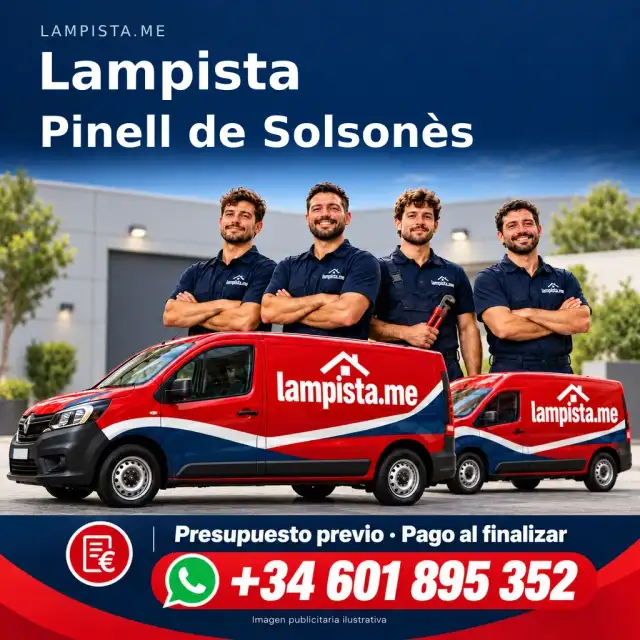 Imagen publicitaria ilustrativa: fontanería y electricidad en Pinell de Solsonès. Lampista.me, +34 601 895 352