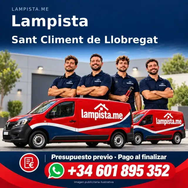 Imagen publicitaria ilustrativa: fontanería y electricidad en Sant Climent de Llobregat. Lampista.me, +34 601 895 352