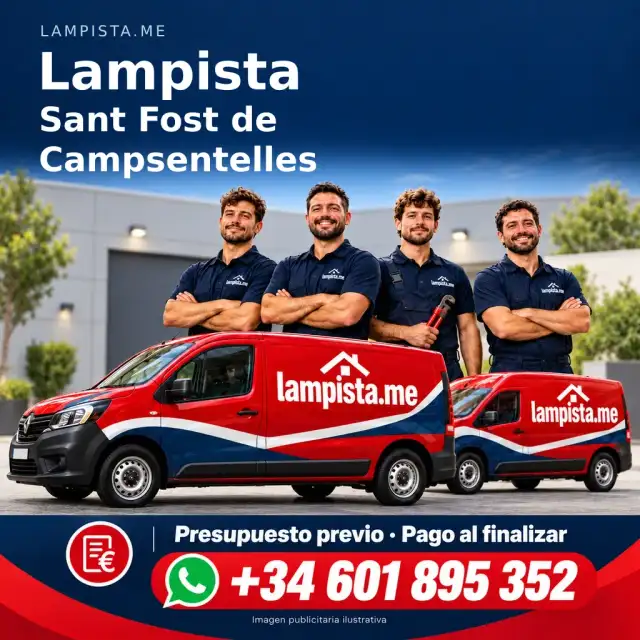 Imagen publicitaria ilustrativa: fontanería y electricidad en Sant Fost de Campsentelles. Lampista.me, +34 601 895 352