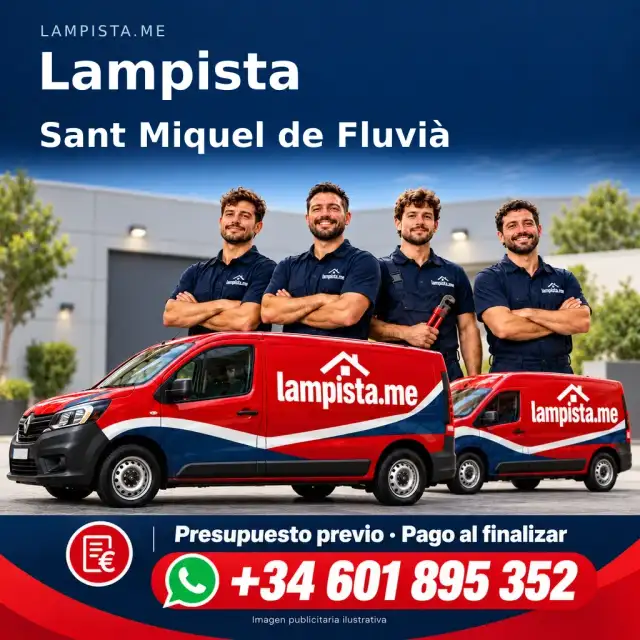 Imagen publicitaria ilustrativa: fontanería y electricidad en Sant Miquel de Fluvià. Lampista.me, +34 601 895 352