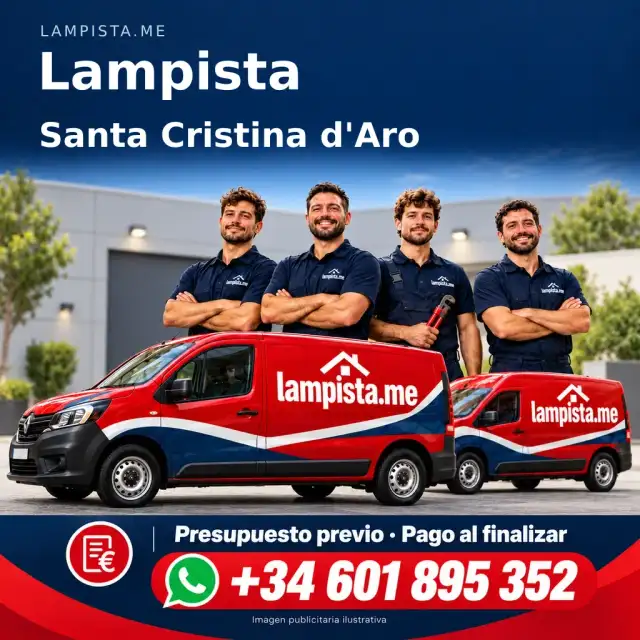 Imagen publicitaria ilustrativa: fontanería y electricidad en Santa Cristina d'Aro. Lampista.me, +34 601 895 352