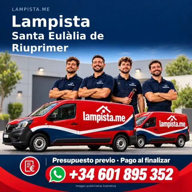 Imagen publicitaria ilustrativa: fontanería y electricidad en Santa Eulàlia de Riuprimer. Lampista.me, +34 601 895 352