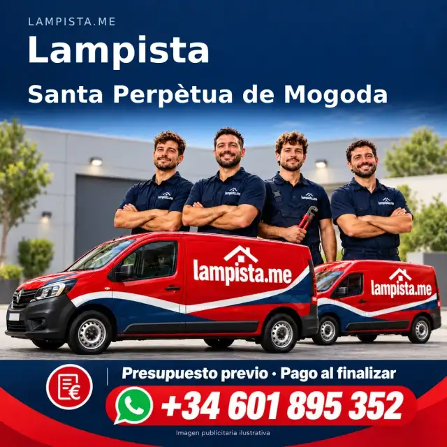 Imagen publicitaria ilustrativa: fontanería y electricidad en Santa Perpètua de Mogoda. Lampista.me, +34 601 895 352