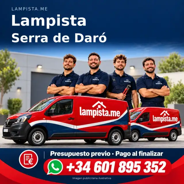 Imagen publicitaria ilustrativa: fontanería y electricidad en Serra de Daró. Lampista.me, +34 601 895 352
