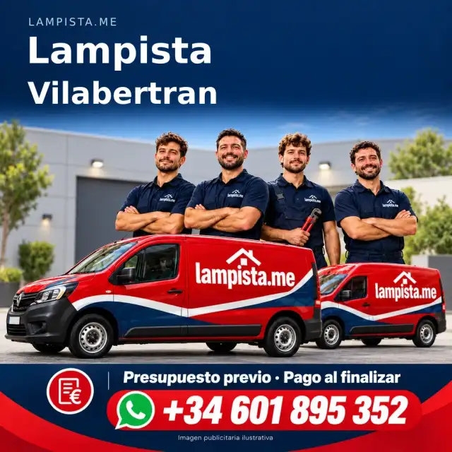 Imagen publicitaria ilustrativa: fontanería y electricidad en Vilabertran. Lampista.me, +34 601 895 352