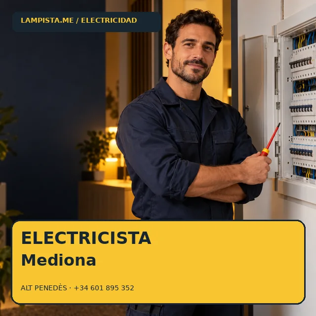 Electricista Mediona: imagen publicitaria ilustrativa de un técnico electricista