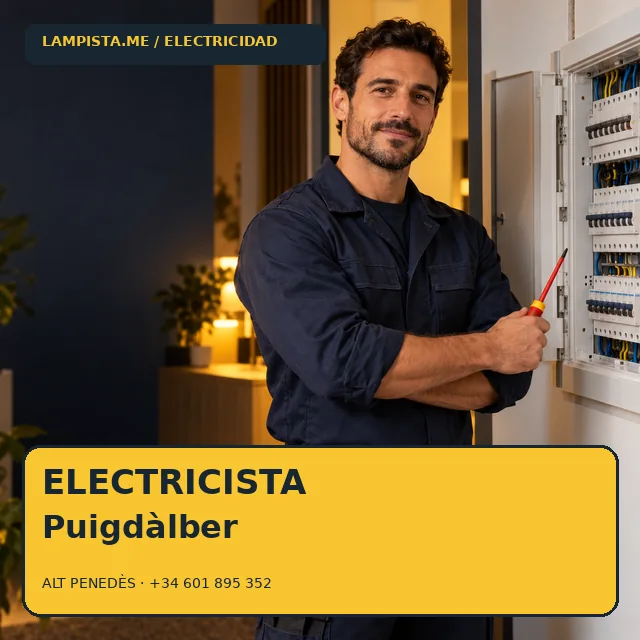 Electricista Puigdàlber: imagen publicitaria ilustrativa de un técnico electricista